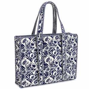 Bolso Tote de Lona con Paneles Florales Bohemios Elegantes, Bolso de Hombro para Mujer, Abierto, con Asas a Rayas, Gran Capacidad - Product Image 1