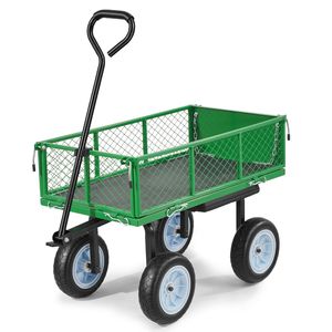 Carrello da Giardino Robusto con Sedile, Capacità 227 kg, Sgabello in Acciaio e Vassoio Porta Attrezzi, Carrello da Lavoro con Ruote - Product Image 1