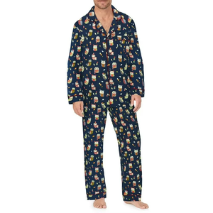 Ensemble de pyjama 2 pièces pour homme au design unique, personnalisable OEM, avec manches longues, extensible, imprimé ou uni - Product Image 1