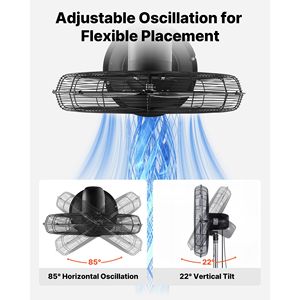 Ventilatore a piantana ad alta velocità da 24 pollici con 6800 CFM, oscillazione industriale a 85 gradi, 3 velocità, altezza regolabile, spina US/AU - Product Image 3