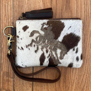 กระเป๋าซิปมีพู่สลักด้วยเลเซอร์หนังวัวใหม่สไตล์ตะวันตกหนังแท้แท้กระเป๋าสตางค์มีสายคล้องข้อมือ ATM อเนกประสงค์ - Product Image 3