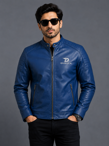 Dumela International – Nouvelle collection hiver : Blouson streetwear personnalisé en toile de cuir de vache véritable, avec fermeture éclair, bleu, pour l'extérieur - Product Image 2