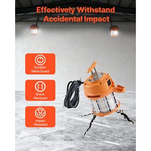 Lampada da Lavoro Temporanea a LED 60W Resistente, 8200 lm 5000K, Impermeabile, Collegabile fino a 12 Unità, Supporto a Soffitto per Cantieri - Product Image 5