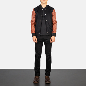 New Street Fashion Winter Coated <b>Long</b> Front Thin Leather Sleeve Brown Black <b>Men</b> Varsity <b>Jackets</b> Custom Private Logo - Product Image 5