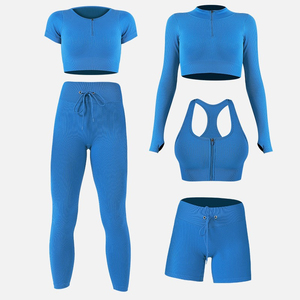 Ropa Deportiva al por Mayor para Gimnasio, Conjuntos de 3 Piezas para Mujer, Chaquetas de Yoga, Leggings de Entrenamiento, Sujetadores Deportivos, Conjunto de Ropa Deportiva - Product Image 3