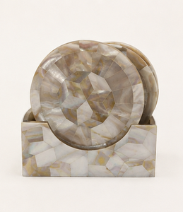 Juego de 4 Posavasos de Mosaico de Madreperla Hechos a Mano con Soporte Decorativo, Acabado Pulido a Mano, Diseño Moderno y Duradero de Lujo - Product Image 6