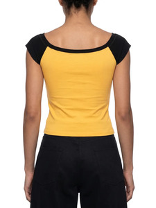 Top corto raglán para mujer, camiseta corta con mangas en contraste, top corto estilo Y2K, camiseta corta ajustada, top corto de verano, top informal para mujer. - Product Image 3