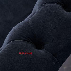 Divano Chesterfield in Velluto Nero da 84,65 Pollici per Soggiorno - Product Image 6