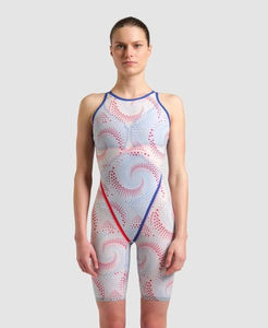 Traje de baño de una pieza para mujer, sin espalda, con patrón geométrico en el cuello, ribete en contraste, de elastano y nailon elástico, ajuste regular, corte alto en la pierna. - Product Image 4