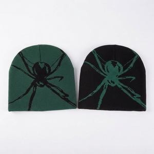 Unisex 100% Acrylic Winter Brimless Beanie Hat Spider <b>Pattern</b> Warm <b>Knitted</b> Skull Cap Halloween Party Travel Gift Casual - Product Image 2