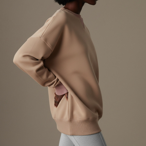 Nouveau sweat-shirt pour femme à capuche surdimensionné en coton imprimé couleur unie, style streetwear, respirant et chaud pour l'hiver - Product Image 2
