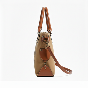 Sac fourre-tout unisexe Royaa style américain multi-poches avec logo vintage, résistant à l'eau, fermeture éclair, en toile et cuir véritable végétal de 13 pouces - Product Image 5