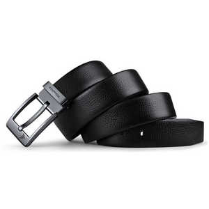 Ceinture noire décontractée réversible avec boucle à ardillon en acier, rectangulaire, durable, moulée en une seule pièce - Product Image 2