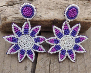Boucles d'oreilles brodées de perles de rocaille, bijoux fantaisie, fabriquées à la main en Inde, pour femmes et filles, multicolores - Product Image 2