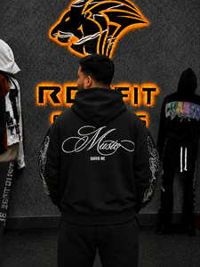 Sweat-shirt à capuche rose personnalisé pour homme avec fermeture éclair, imprimé pailleté et strass, style streetwear, coupe oversize, idéal pour l'automne - Product Image 5