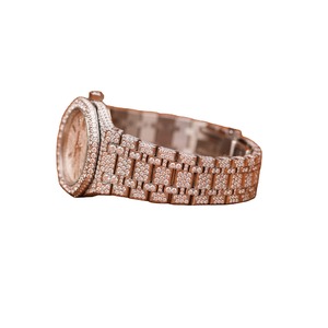 Nouvelle montre-bracelet à quartz de luxe pour homme, style hip-hop, cadran en verre de haute qualité, aiguilles personnalisées, diamants Moissanite, design entièrement serti - Product Image 4