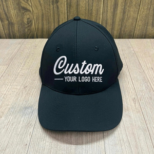 Casquette de baseball 6 panneaux personnalisée brodée, visière incurvée, perforée, chapeau de golf sport en tissu poly imperméable, unisexe, vente en gros OEM - Product Image 1