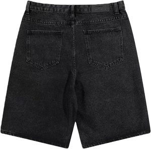 Vintage <b>Black</b> Denim <b>Shorts</b> Men Loose Fit Baggy <b>Jean</b> Jorts Washed Casual Streetwear - Product Image 2