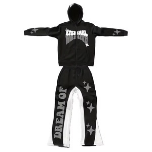 Ensemble sweat à capuche et jogging en coton épais avec imprimé en relief – Vente en gros - Product Image 1