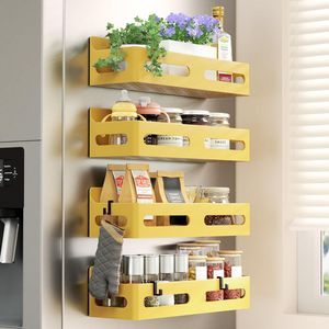 4 Pack Strong Magnetic Spice Rack for Refrigerator Multipurpose 4-Hook <b>Shelf</b> Organizer for <b>Kitchen</b> & Bathroom - Product Image 1