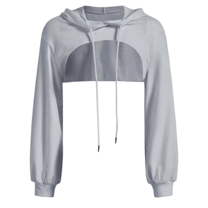 Sudadera Corta para Mujer, Tela Suave y Elástica, Manga Larga, Informal, para Fitness, Baile, Correr y Uso Diario Informal - Product Image 5