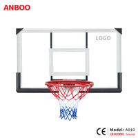 Panier de basket mural ANBOO personnalisé en usine, 54 pouces, avec panneau en verre trempé/PC, cadre métallique et bordure en aluminium