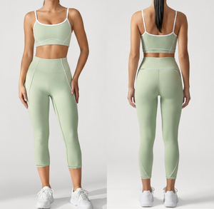 OEM Custom Logo Gym Fitness Clothing Outfits Active Wear 2 Pieces High Waist <b>Leggings</b> Yoga Sets for <b>Women</b> - Product Image 4