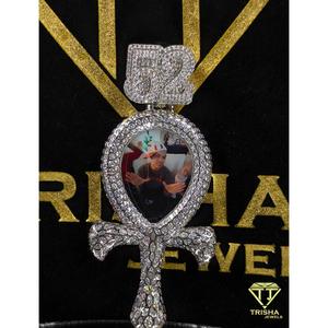 High Quality Ankh Cross Picture Pendant Moissanite 925 Sterling Silver Gold Plated Custom <b>Memorial</b> <b>Gift</b> Jewelry Trisha Jewels - Product Image 3