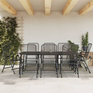 Anthracite Metal Mesh 9-Piece Patio Dining <b>Set</b> for <b>Garden</b> Settings - Product Image 1