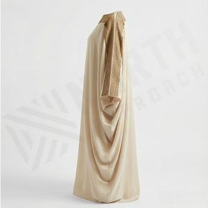 2025 OEM Kimono Abaya pour femmes musulmanes, en tissu polyester épais, doux et très extensible, col en V, manches longues, pour fêtes, Ramadan, mariages - Product Image 3