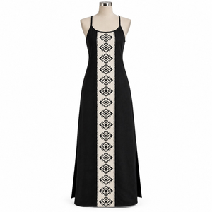Ethnic Print Cotton Maxi <b>Dress</b> | Womens Scoop Neck Sleeveless <b>Boho</b> Side Slit <b>Summer</b> Vacation Casual Resort Wear Long <b>Dress</b> Style - Product Image 1