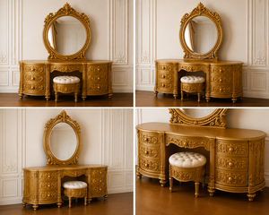 Exquisite Master Bedroom Suite <b>Vanity</b> <b>Table</b> with Stool Buy Dresser with <b>Mirror</b> and Stool 6 Drawers Bedroom Dressing <b>Table</b> Set - Product Image 2