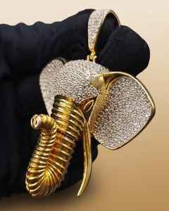 Pendentif Tête d'Éléphant en Moissanite, Style Hip-Hop Glacé, Cadeau pour Amateurs d'Animaux, en Argent 925, Bijoux Fins, Pendentifs et Breloques - Product Image 1