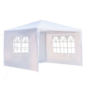 Tenda Impermeabile Bianca 3x3m a Tre Lati con Tubi a Spirale, Parete Laterale Personalizzabile in Tessuto Oxford, Telaio in Acciaio per Feste - Product Image 5
