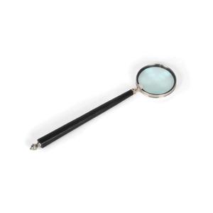 Loupe à main avec grande poignée noire, bord argenté, style nautique, pour travaux de précision, lecture, apprentissage, loupe pour musée, bureau - Product Image 1