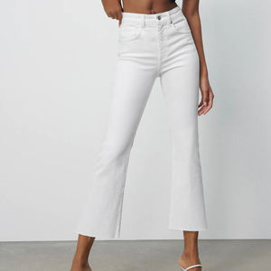 Jeans Acampanados de Tiro Medio para Mujer, Transpirables, Tallas Grandes, Precio de Fábrica, Servicio OEM - Product Image 1