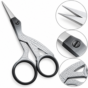 Mini ciseaux en acier inoxydable avec poignées noires à prise souple OEM pour la découpe multi-usages, l'artisanat DIY, MANAN INSTRUMENTS - Product Image 2