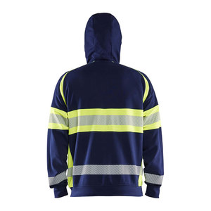 High Quality Visibility Safety Workwear Hi Vis Fleece Zipper Hoodies Construction <b>Worker</b> Reflective Tape Zipper Hoodie <b>Jacket</b> - Product Image 2