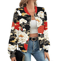 Nouvelle veste bomber tissée pour femmes, élégante, à manches longues, légère, moderne, décontractée, à imprimé floral, personnalisable