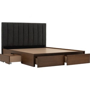 Modern Upholstered Headboard Panel <b>Bed</b> <b>with</b> <b>Storage</b> Drawers Fabric Upholstered <b>Bed</b> Frame Custom Made - Product Image 4