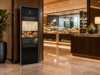 Affichage numérique de 55 pouces pour la réception d'hôtel, kiosque numérique LCD sur pied de 55 pouces pour les informations hôtelières