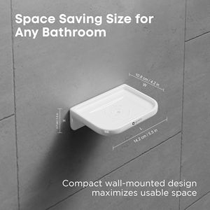 Porte-savon double grand format carré avec support mural, double couche, en verre et métal, robuste, pour salle de bain - Product Image 4