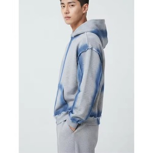 เสื้อฮู้ดดี้ทรงโอเวอร์ไซส์ สีเทาเฮเธอร์ ผ้าฝ้ายเฟรนช์เทอร์รี่ สไตล์ลำลอง สำหรับผู้ชาย ลุคฤดูใบไม้ร่วง - Product Image 2