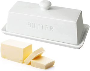 Mantequillera de gres hecha a mano con tapa rústica para almacenar mantequilla fresca y estilo de cocina campestre - Product Image 2