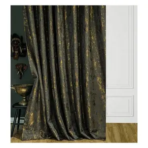 American Black Rectangle Crochet Stitching Floral Partition Curtain Embroidered Door Curtain Floating Window Kitchen Curtain