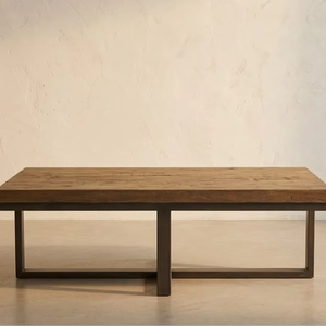 Premium Macron Coffee <b>Table</b> Recycled Wood Heavy Duty Metal Frame Modern Minimalist Living Room Furniture Eco-Friendly Durable - Product Image 3