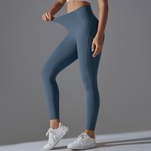 Leggings de Yoga de Cintura Alta, Largos, Negros, Sin Costuras, Elásticos en Cuatro Direcciones, de Spandex y Nailon - Product Image 6