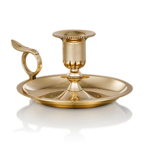 Shiny <b>Brass</b> <b>Candlestick</b> <b>Holder</b> With Handle And Tray For Home Decoration Vintage Chamberstick <b>Holder</b> On Sale - Product Image 1