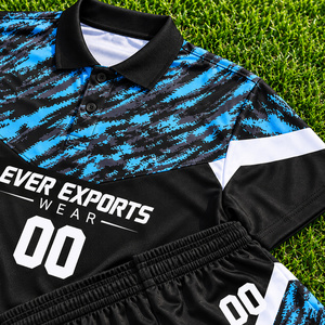 Uniforme de Fútbol Personalizado, Negro, Cian y Blanco, Sublimado, Camiseta y Pantalones Cortos de Fútbol, Estilo Único con Impresión Personalizada, Nombres de Equipo Personalizados - Product Image 3