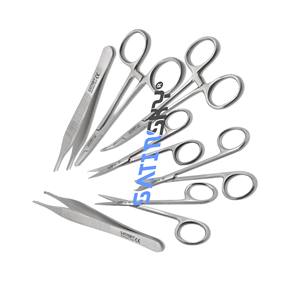 Juego de 7 Piezas de Pinzas Hemostáticas Manuales, Portaagujas, Tijeras y Pinzas para Entrenamiento Educativo y Procedimientos Médicos - Product Image 1